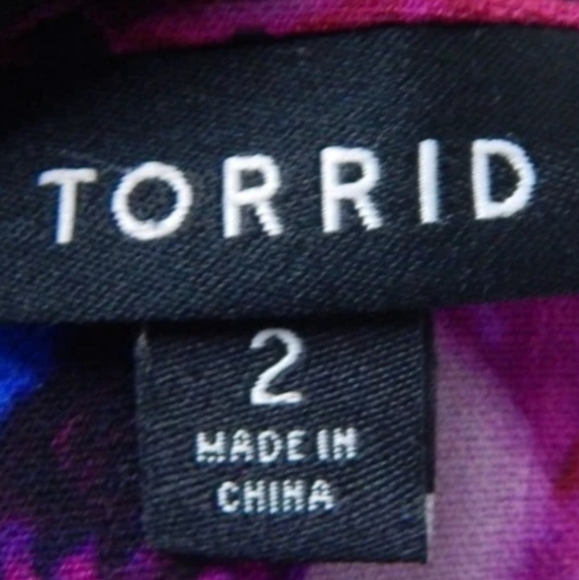 Torrid Black Purple Split Neck Gauze Top - Picture 3 of 4